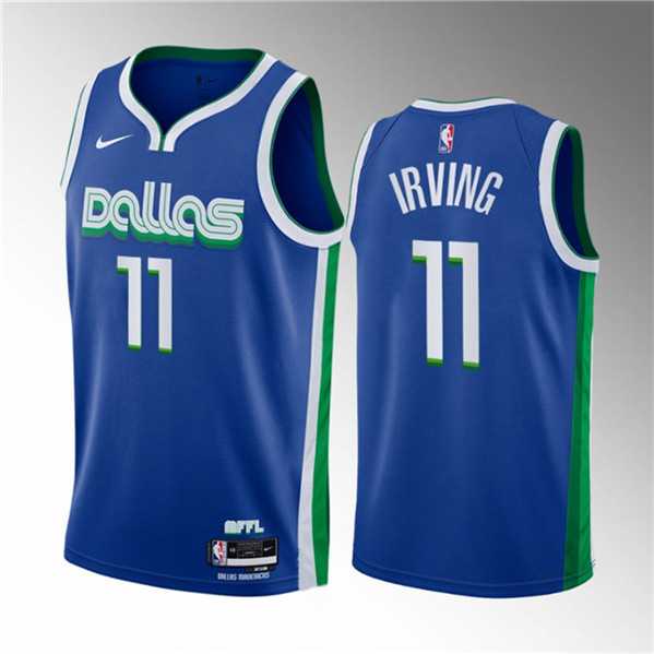 Men's Dallas Mavericks #11 Kyrie Irving Blue 2022-23 City Edition Stitched Basketball Jersey Dzhi